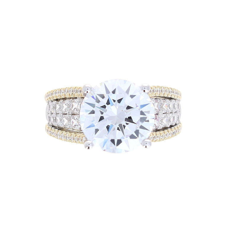 Ladies 14kt Yellow and White Gold Round Diamond Engagement Ring Sample Setting