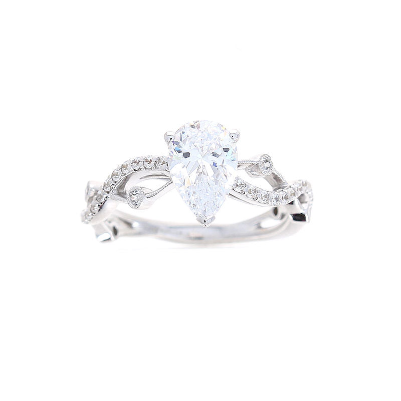 Ladies 14kt White Gold Pear Shaped Diamond Engagement Ring Sample Setting