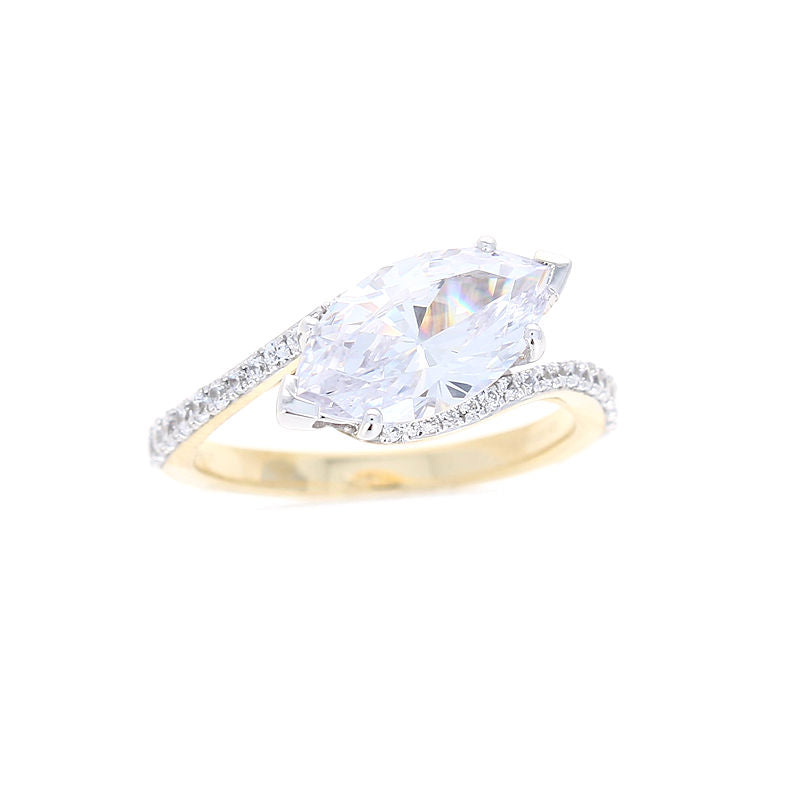 Ladies 14kt Two Tone Marquise Cut Diamond Engagement Ring Sample Setting By Simon G