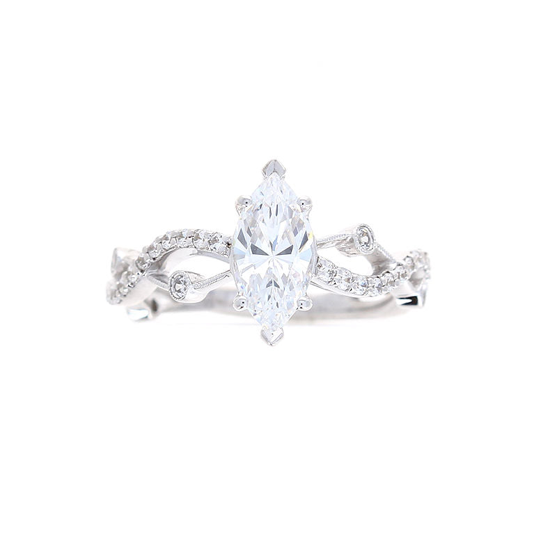 Ladies 14kt White Gold Marquise Cut Diamond Engagement Ring Sample Setting