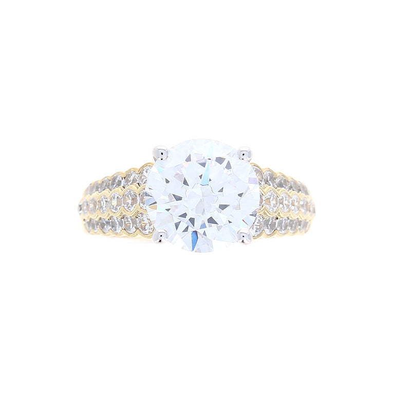 Ladies 18kt Yellow and White Gold Round Diamond Engagement Ring Sample Setting By Simon G