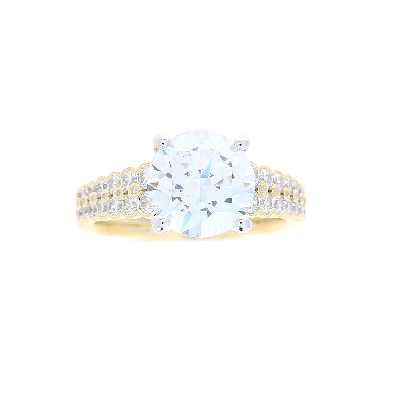 Ladies 14kt Yellow and White Gold Round Diamond Engagement Ring Sample Setting