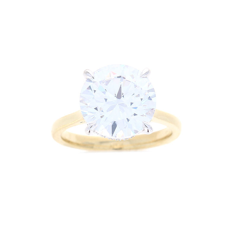 Ladies 14kt Yellow and White Round Diamond Engagement Ring Sample Setting