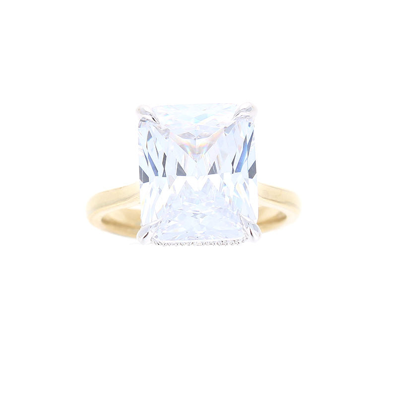 Ladies 14kt Yellow and White Gold Emerald Cut Diamond Engagement Ring Sample Setting