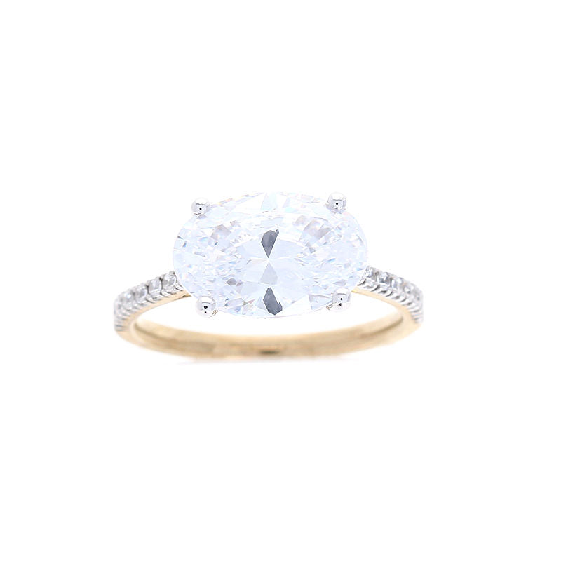 Ladies 14kt Yellow and White Gold Oval Diamond Engagement Ring Sample Setting