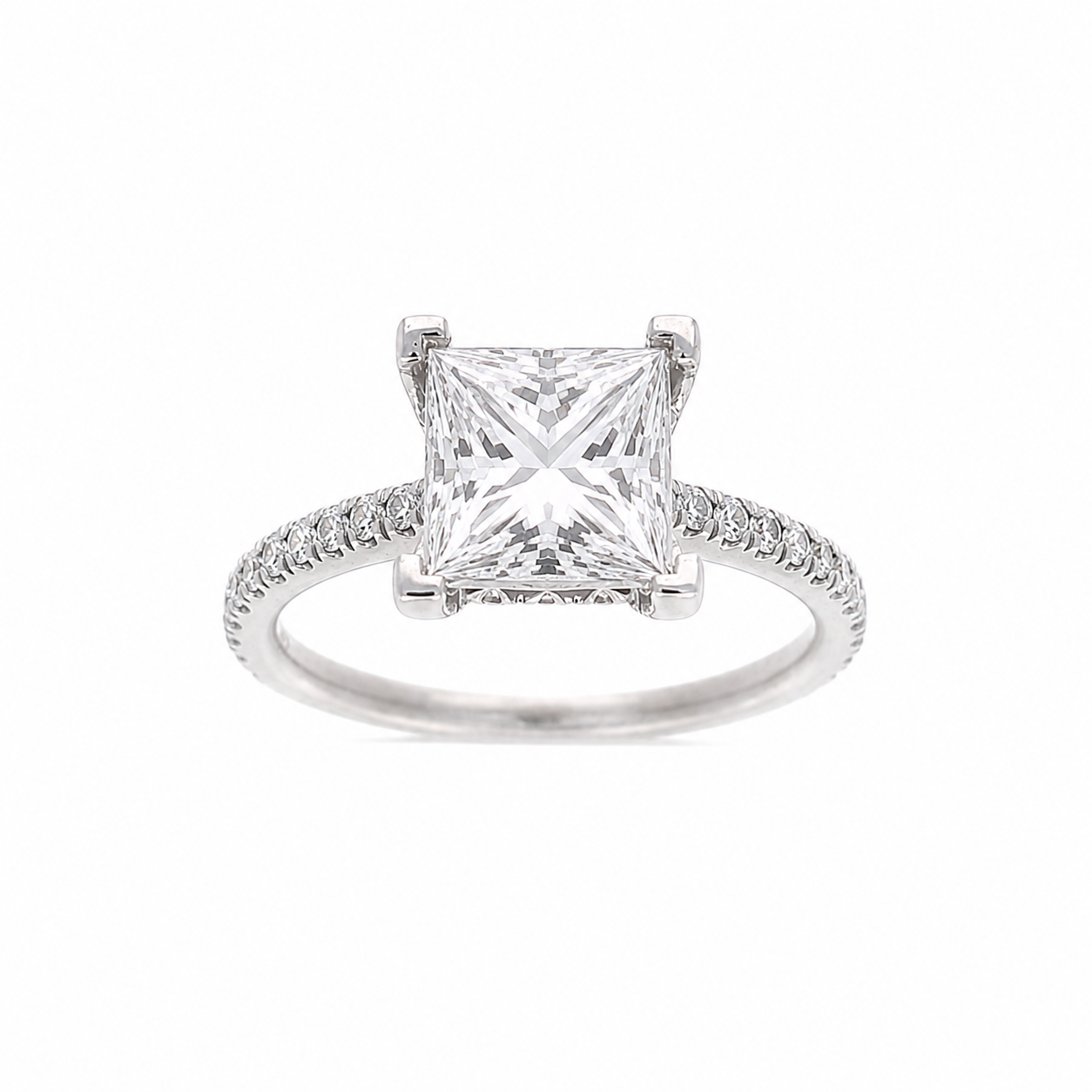 Ladies 14kt White Gold Princess Cut 0.30cts Diamond Engagment Ring Setting