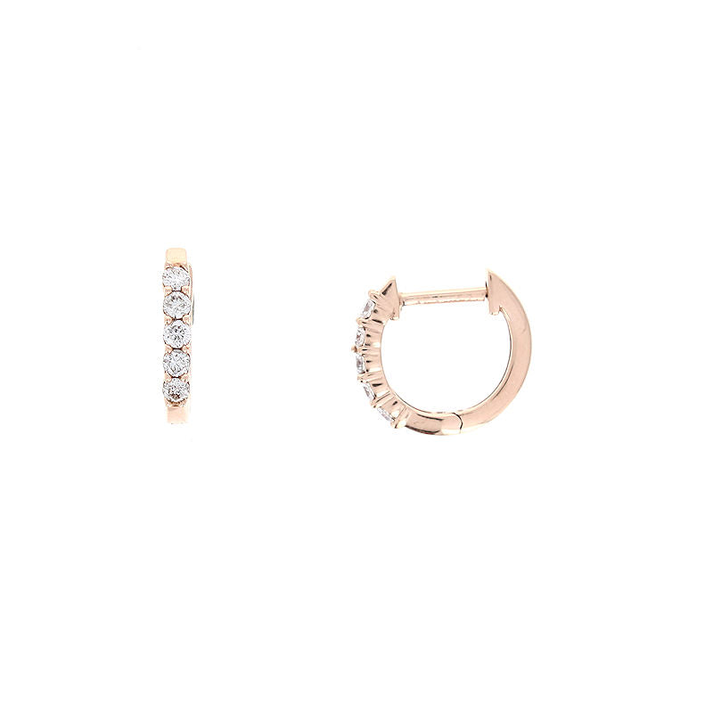 Ladies 14kt Rose Gold 0.25cts Diamond Hoop Earrings