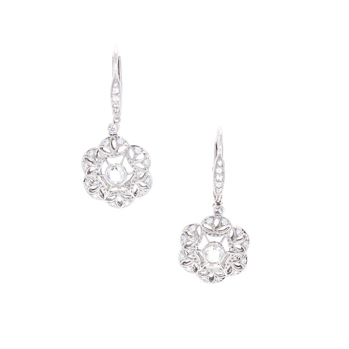 Ladies 18kt White Gold 0.66cts Diamond Dangle Earrings
