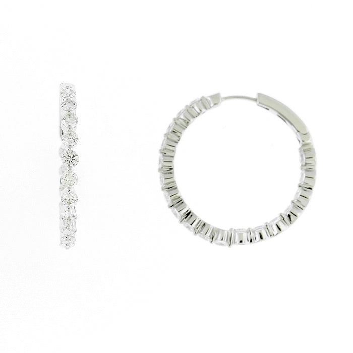 Ladies 14kt White Gold 1.49cts Diamond Hoop Earrings