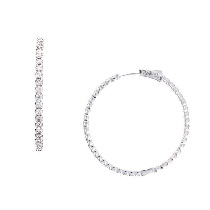 Ladies 14kt White Gold 2.42cts Diamond Hoop Earrings