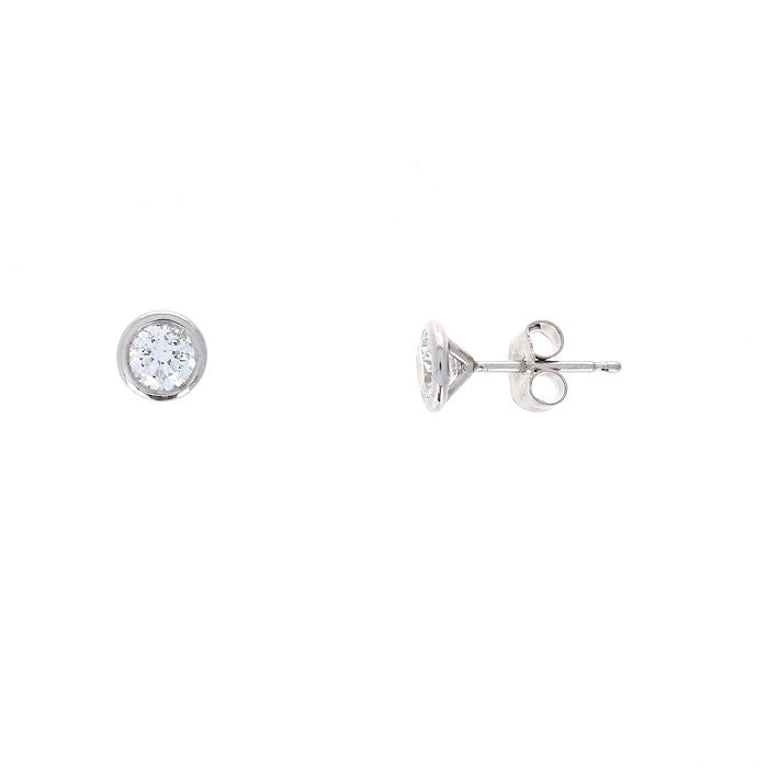 Ladies 14kt White Gold 0.72cts Bezel Diamond Earrings