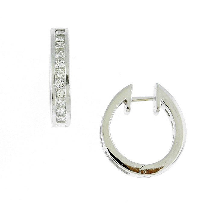 Ladies Platinum 1.00cts Diamond Huggie Earrings