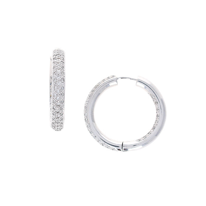 Ladies 14kt White Gold 2.75cts Diamond Hoop Earrings