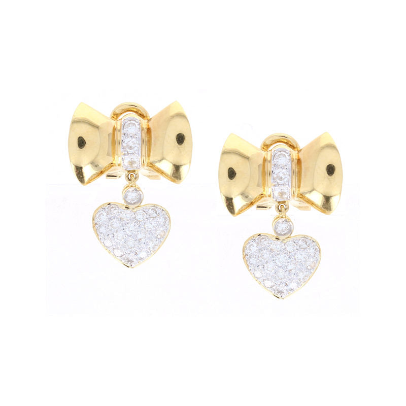 Ladies 18kt Yellow Gold 1.00cts Diamond Bow Earrings