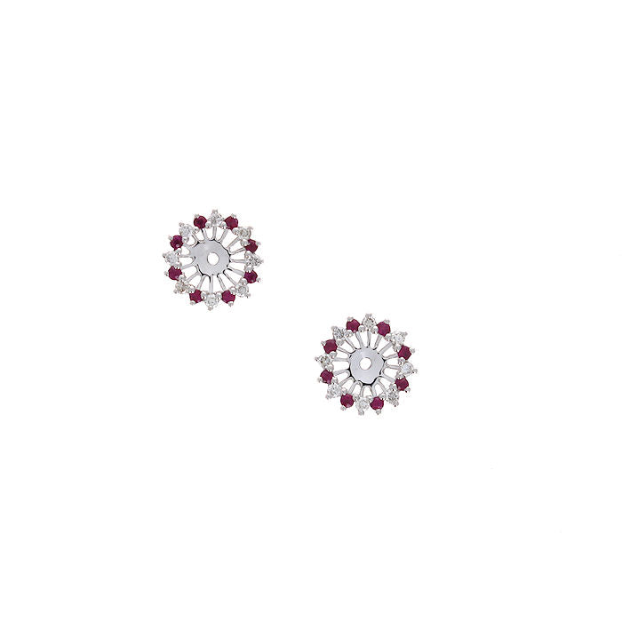 Ladies 14kt White Gold 0.18cts Ruby and 0.17cts Diamond Earring Jackets