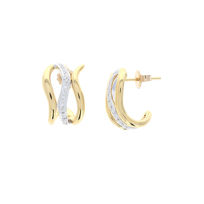 Ladies 18kt Two Tone Gold 0.16cts Diamond Earrings