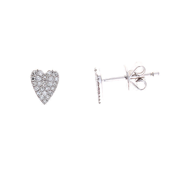 Ladies 14kt White Gold 0.18cts Diamond Heart Earrings