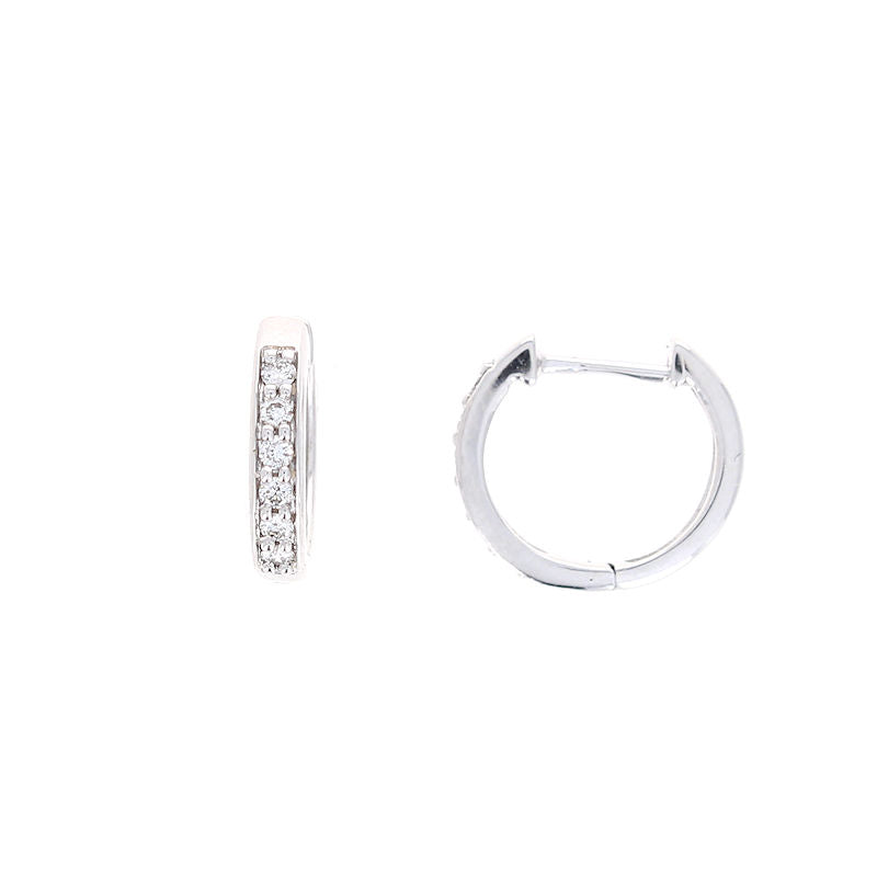 Ladies 14kt White Gold .012cts Diamond Huggie Earrings