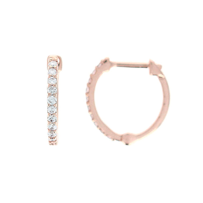 Ladies 14kt Rose Gold 0.20cts Diamond Hoop Earrings