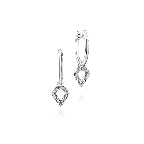 Ladies 14kt White Gold 0.11cts Diamond Dangle Earrings