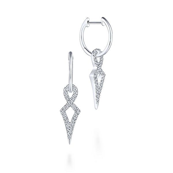 Ladies 14kt White Gold 0.33cts Diamond Dangle Earrings