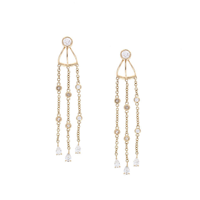 Ladies 14kt Yellow Gold 1.11cts Diamond Dangle Earrings