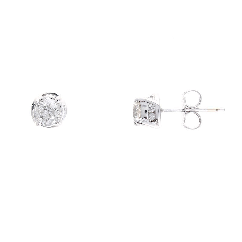 Ladies 14kt White Gold 0.80cts Diamond Stud Earrings