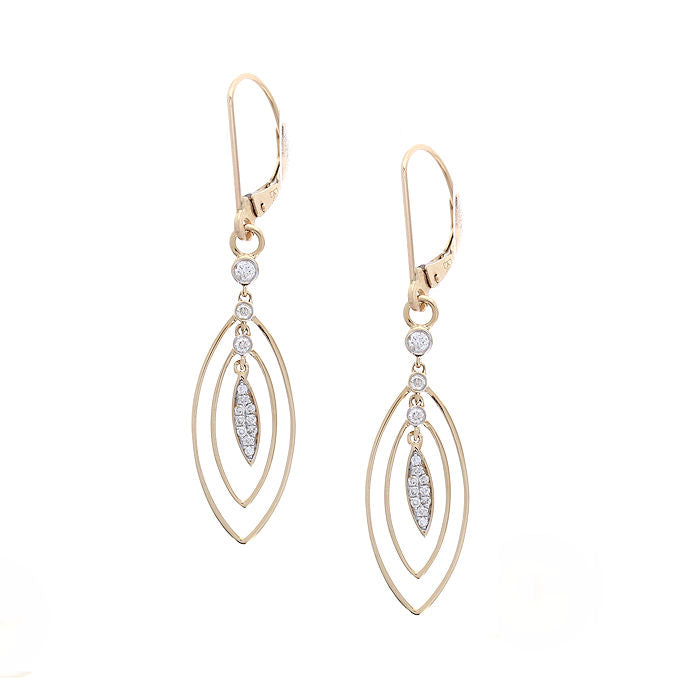 Ladies 14kt Yellow Gold 0.16cts Diamond Dangle Earrings