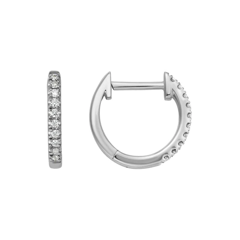 Ladies 14kt White Gold 0.10cts Diamond Huggie Earrings