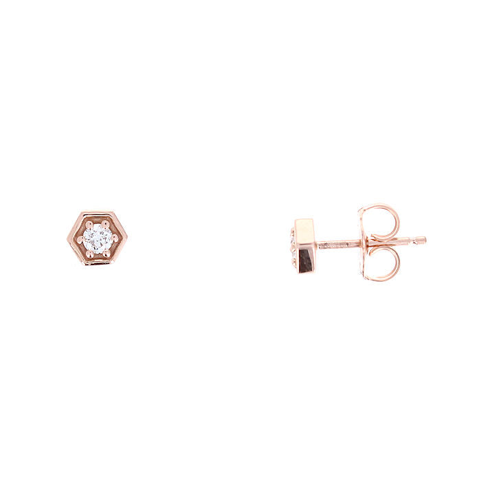 Ladies 14kt Rose Gold 0.14cts Diamond Earrings