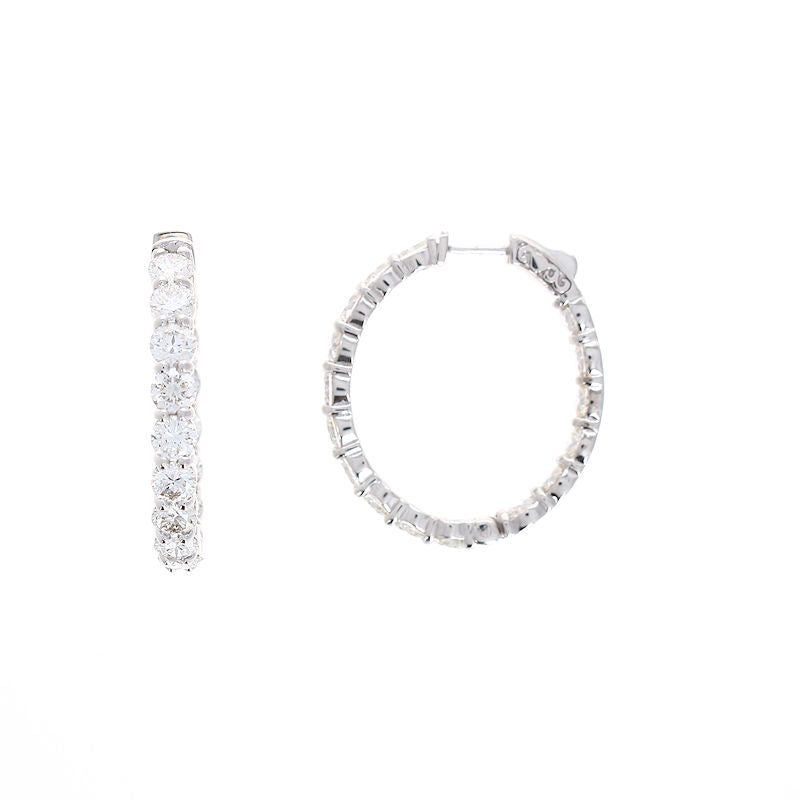 Ladies 14kt White Gold 8.88cts Diamond Hoop Earrings