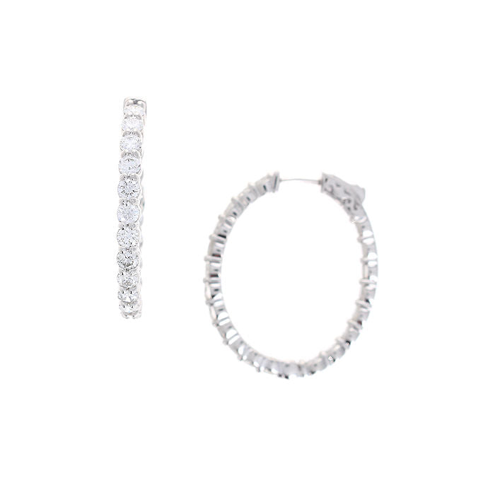 Ladies 14kt White Gold 3.98cts Diamond Hoop Earrings