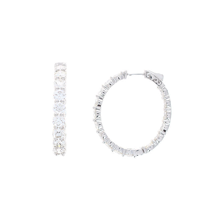 Ladies 14kt White Gold 8.54cts Diamond Hoop Earrings