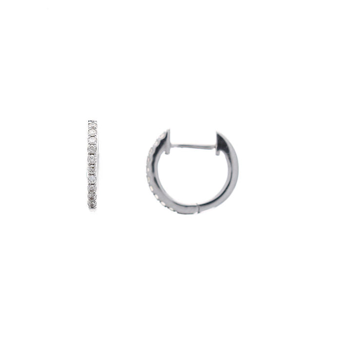 Ladies 14kt White Gold 0.13cts Diamond Huggie Earrings