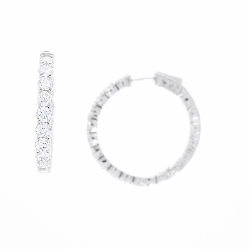 Ladies 14kt White Gold 6.47cts Lab Grown Diamond Hoop Earrings