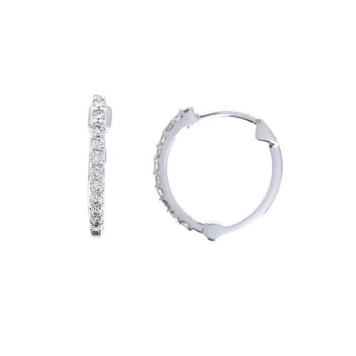 Ladies 14kt White Gold 0.20cts Diamond Hoop Earrings