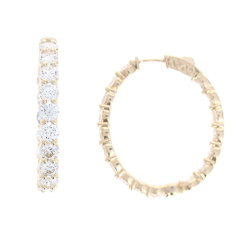Ladies 14kt Yellow Gold 8.09cts Diamond Hoop Earrings
