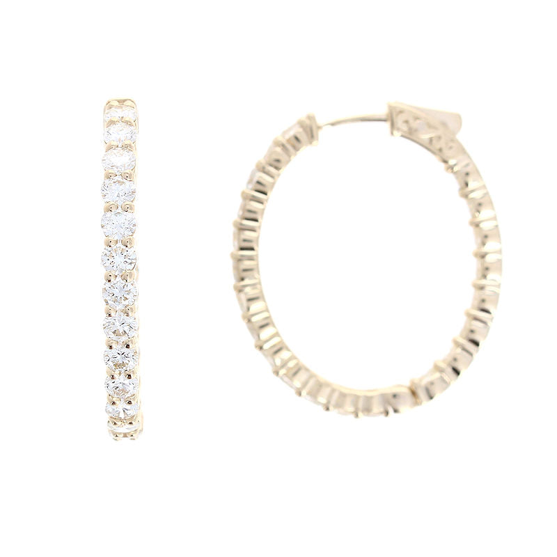 Ladies 14kt Yellow Gold 4.46cts Diamond Hoop Earrings