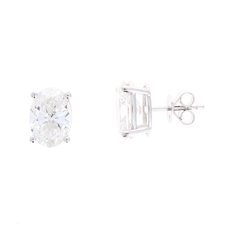 Ladies 14kt White Gold 6.00cts Oval Lab Grown Diamond Earrings