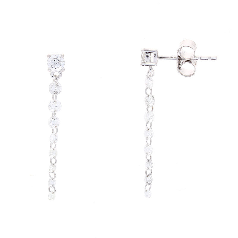 Ladies 14kt White Gold 1.00cts Diamond Drop Earrings