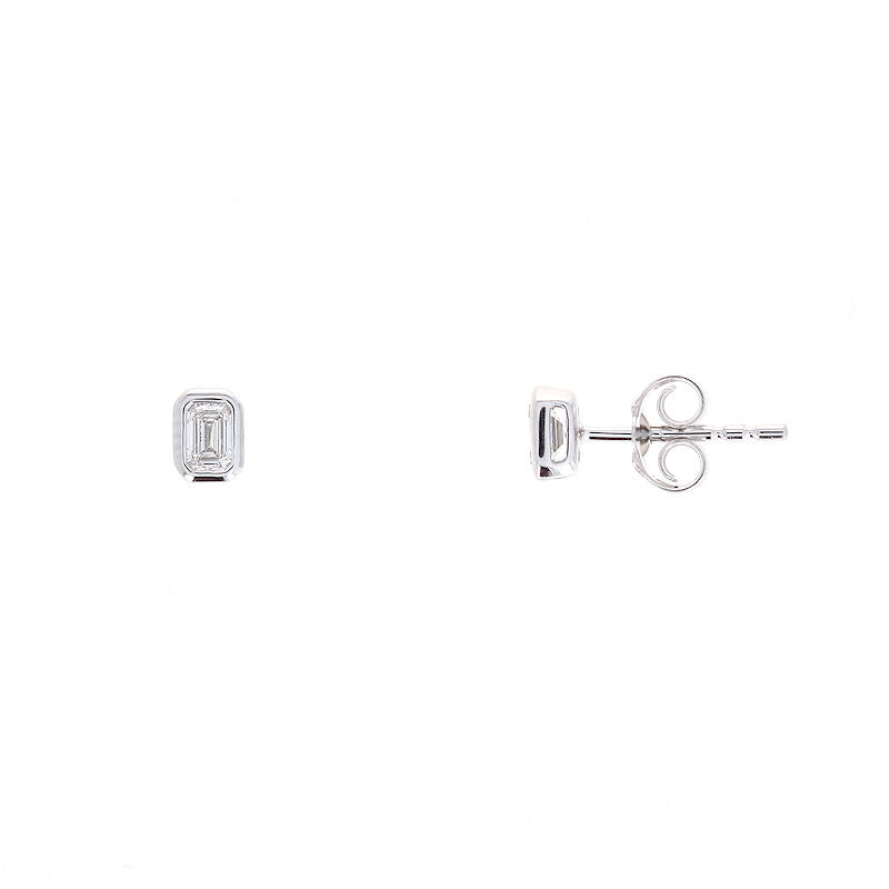 Ladies 14kt White Gold 0.25cts Emerald Cut Diamond Stud Earrings