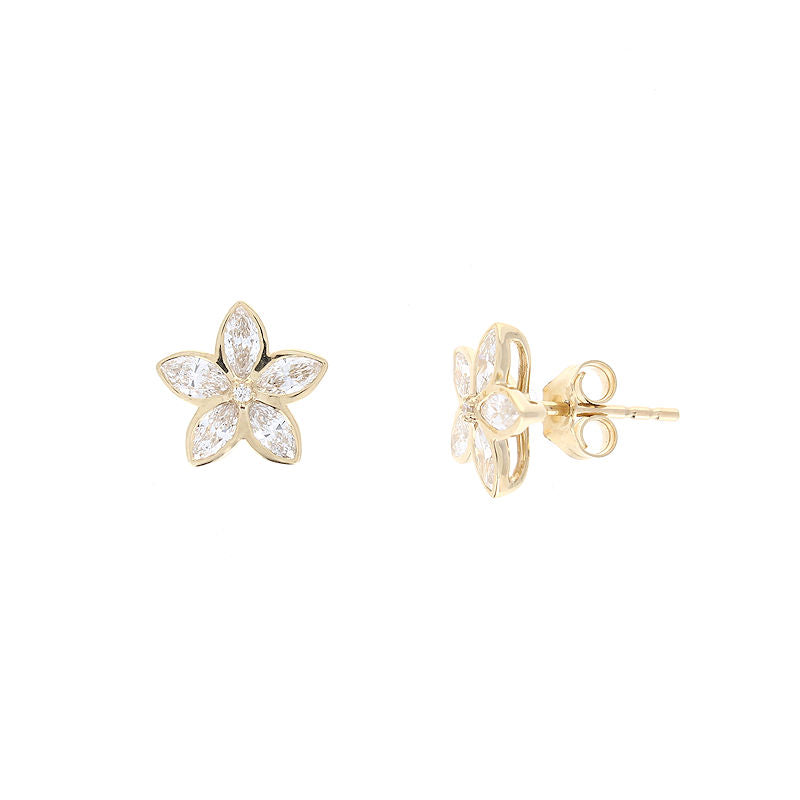 Ladies 14kt Yellow Gold 0.96cts Diamond Earrings