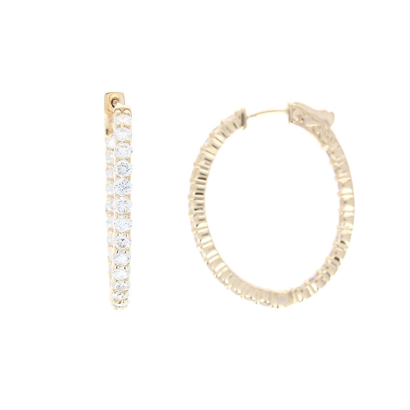 Ladies 14kt Yellow Gold 3.22cts Diamond Hoop Earrings