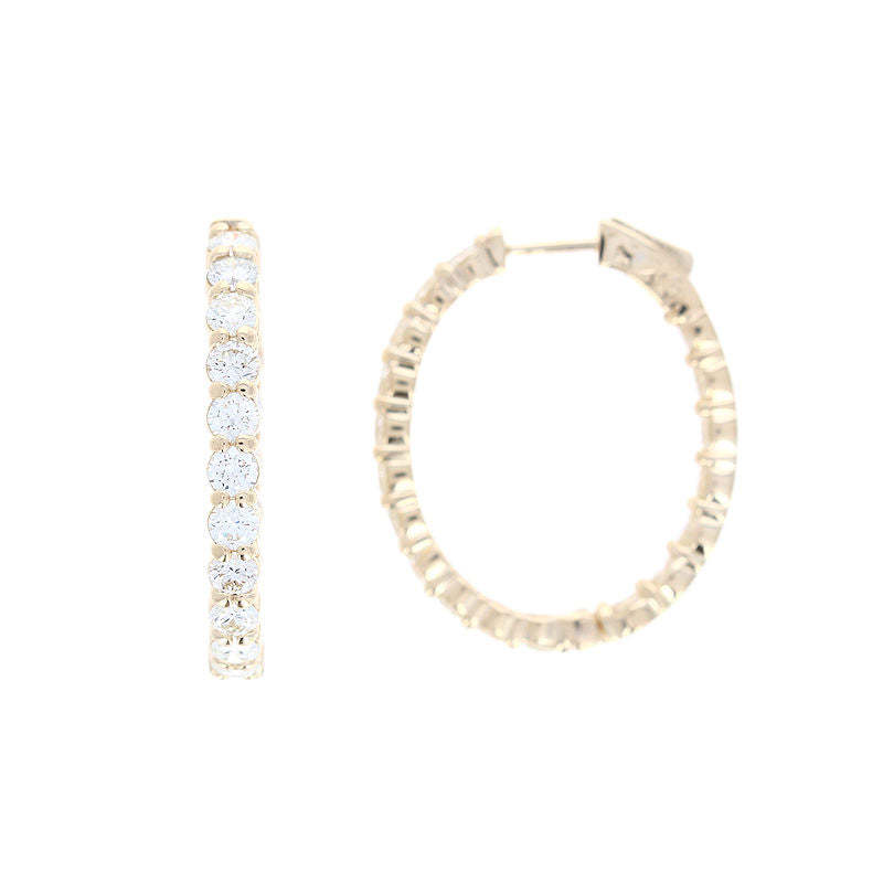 Ladies 14kt Yellow Gold 5.32cts Diamond Hoop Earrings