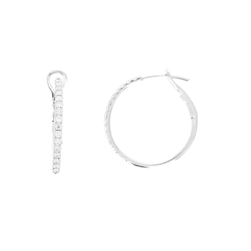 Ladies 14kt White Gold 0.25cts Diamond Hoop Earrings