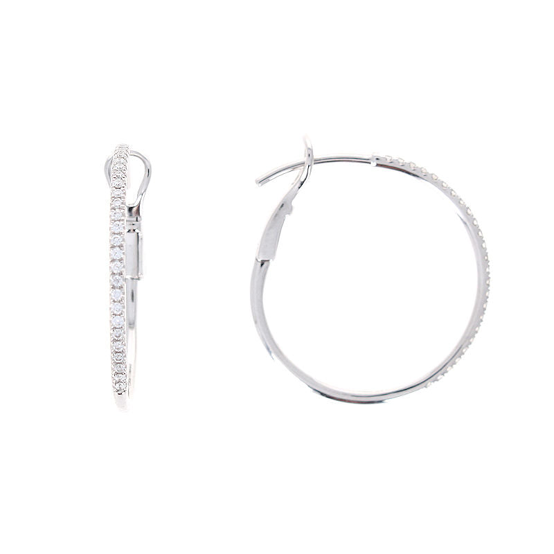 Ladies 14kt White Gold 0.20cts Diamond Hoop Earrings