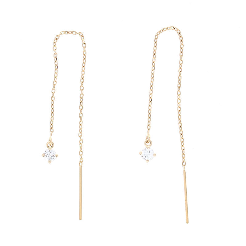 Ladies 14kt Yellow Gold 0.24cts Diamond Threader Earrings