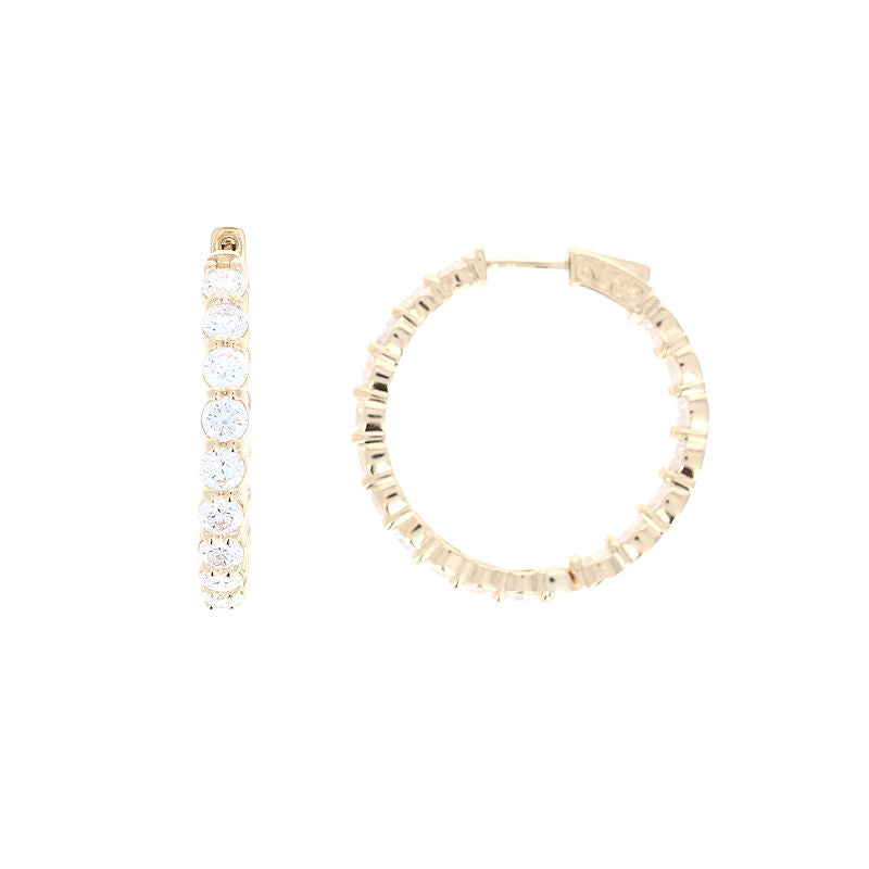 Ladies 14kt Yellow Gold 6.80cts Lab Grown Diamond Hoop Earrings
