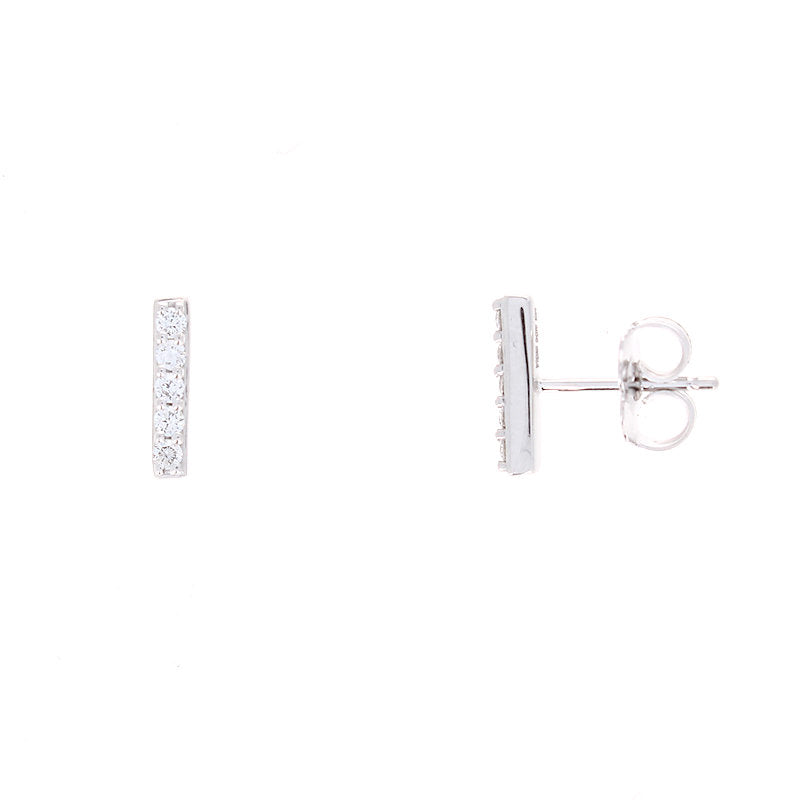Ladies 14kt White Gold 0.13cts Diamond Bar Earrings
