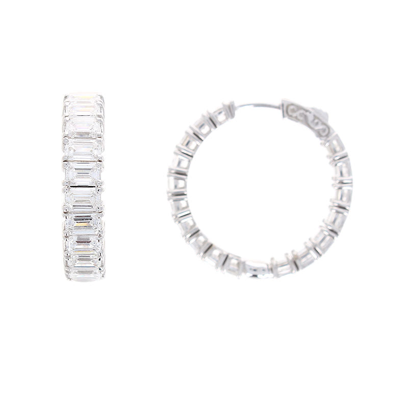 Ladies 14kt White Gold 7.02cts Emerald Cut Diamond Earrings